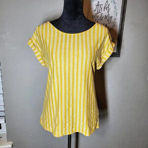 Anthropologie W5 Women's Yellow & White Texture Top Size Small